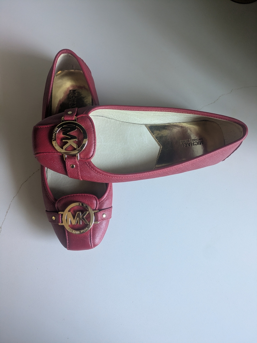 Michael Kors Red Leather Logo Loafers